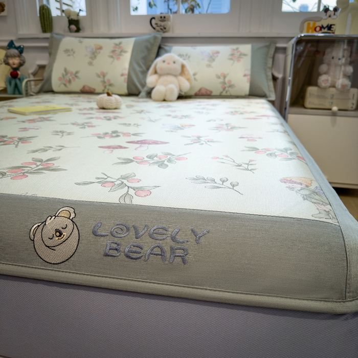 91家纺网 家纺一手货源 找家纺 全季家居 2025新款A类抗菌防螨数码印花冰藤席凉席席子 花仙子 床笠