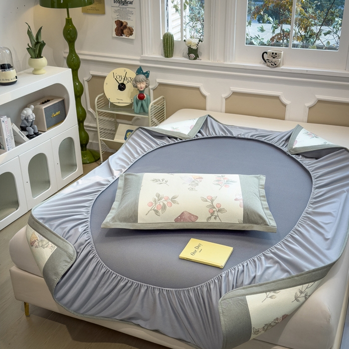 91家纺网 家纺一手货源 找家纺 全季家居 2025新款A类抗菌防螨数码印花冰藤席凉席席子 花仙子 床笠