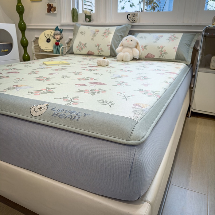 91家纺网 家纺一手货源 找家纺 全季家居 2025新款A类抗菌防螨数码印花冰藤席凉席席子 花仙子 床笠