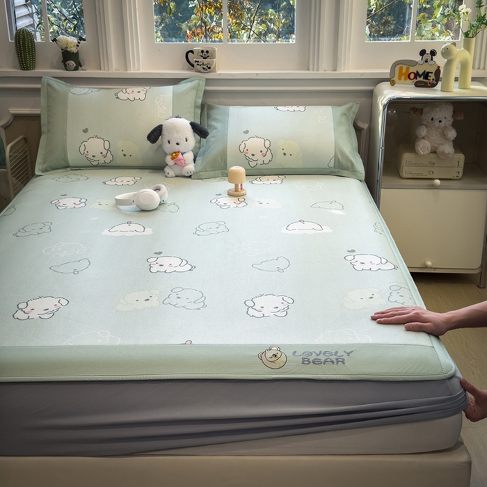 91家纺网 家纺一手货源 找家纺 全季家居 2025新款A类抗菌防螨数码印花冰藤席凉席席子 萌萌狗 床笠