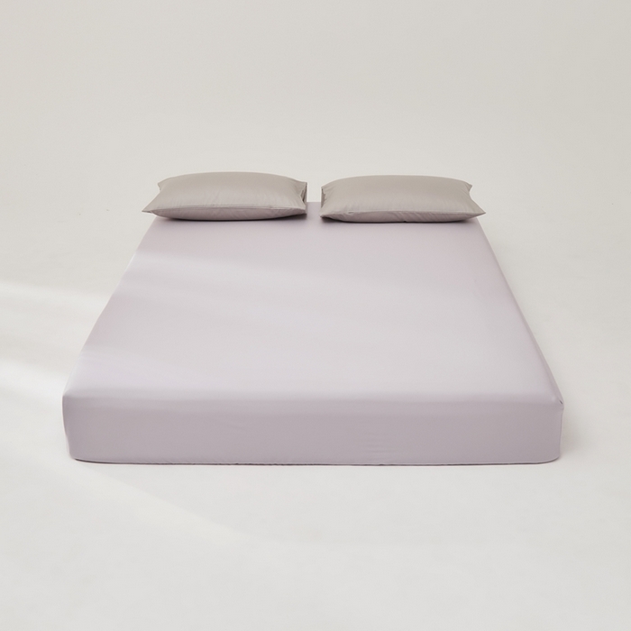 禧缘家纺（原梦想家） 2025新款50双股贡缎100支长绒棉纯色单品系列-单床笠 白紫色