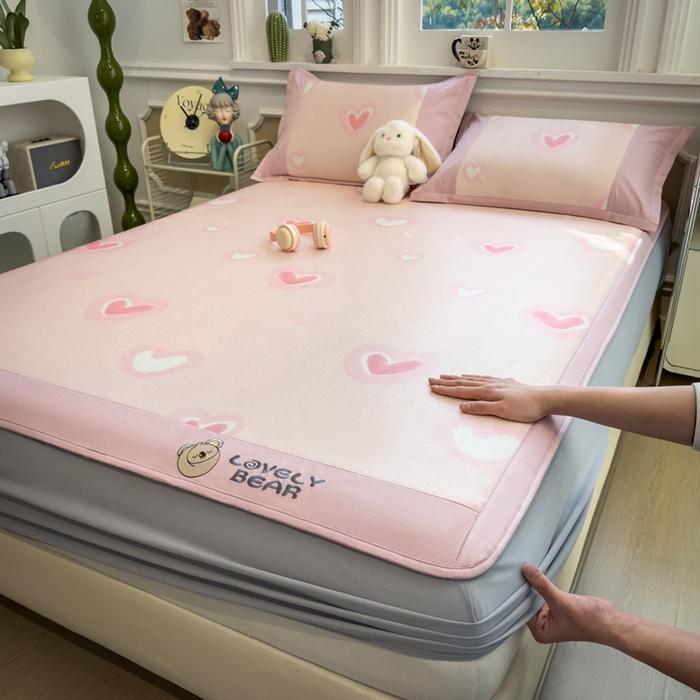 全季家居 2025新款A类抗菌防螨数码印花冰藤席凉席席子 萌心 床笠