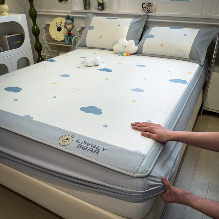 全季家居 2025新款A类抗菌防螨数码印花冰藤席凉席席子 晴云 床笠