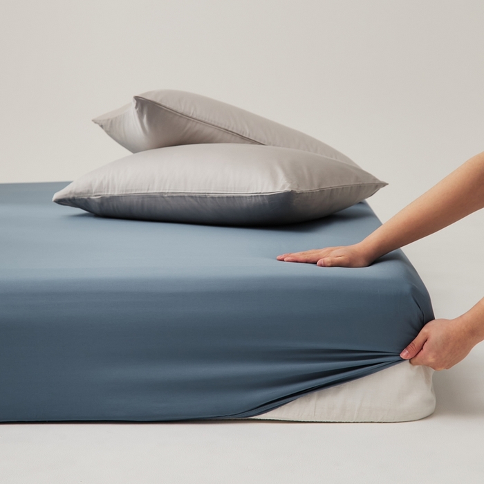 91家纺网 家纺一手货源 找家纺 禧缘家纺（原梦想家） 2025新款50双股贡缎100支长绒棉纯色单品系列-单床笠 风暴蓝