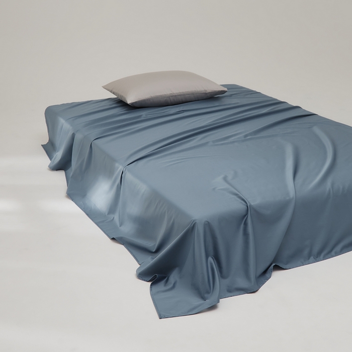 91家纺网 家纺一手货源 找家纺 禧缘家纺（原梦想家） 2025新款50双股贡缎100支长绒棉纯色单品系列-单床单 风暴蓝