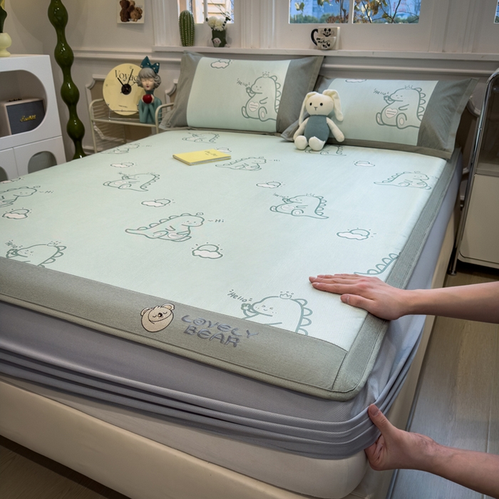 全季家居 2025新款A类抗菌防螨数码印花冰藤席凉席席子 小恐龙 床笠