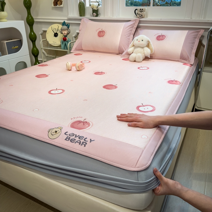 全季家居 2025新款A类抗菌防螨数码印花冰藤席凉席席子 小苹果 床笠