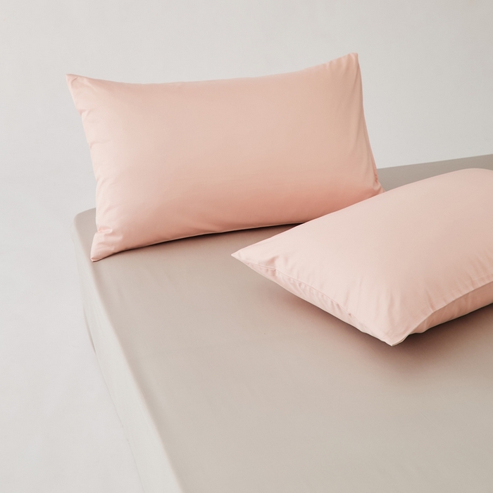 91家纺网 家纺一手货源 找家纺 禧缘家纺（原梦想家） 2025新款50双股贡缎100支长绒棉纯色单品系列-单枕套 柔雾粉