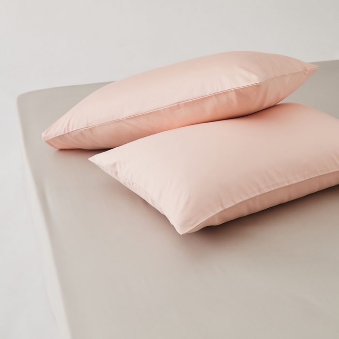 91家纺网 家纺一手货源 找家纺 禧缘家纺（原梦想家） 2025新款50双股贡缎100支长绒棉纯色单品系列-单枕套 柔雾粉