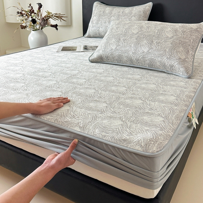 91家纺网 家纺一手货源 找家纺 （总）鑫钰 2025新款A类进口PE高冷感凉席高端聚乙烯凉豆豆高克重480克冰丝凉席床笠三件套