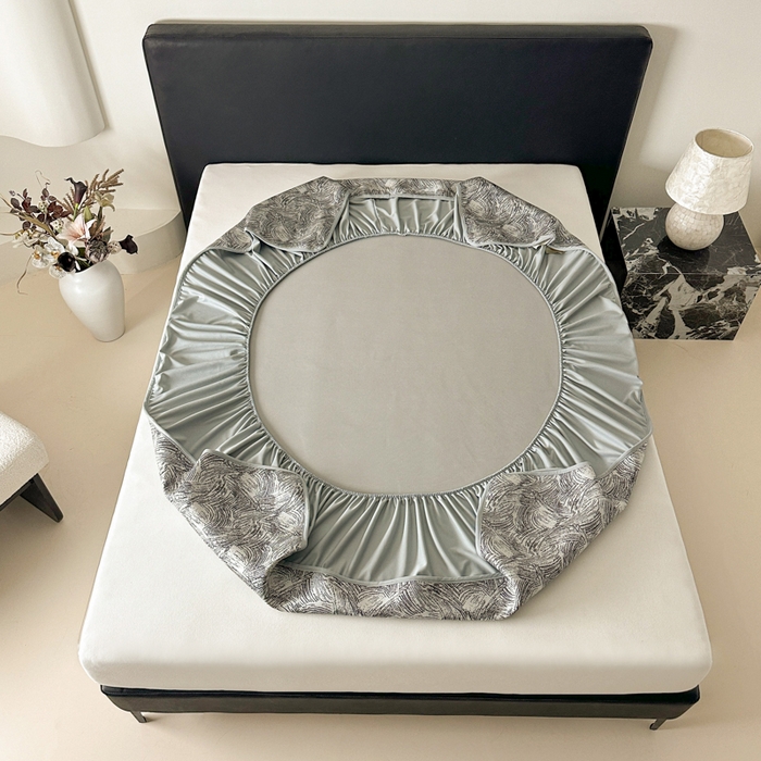 91家纺网 家纺一手货源 找家纺 鑫钰 2025新款A类进口PE高冷感凉席高端聚乙烯凉豆豆高克重480克冰丝凉席床笠三件套 冰肌-墨灰