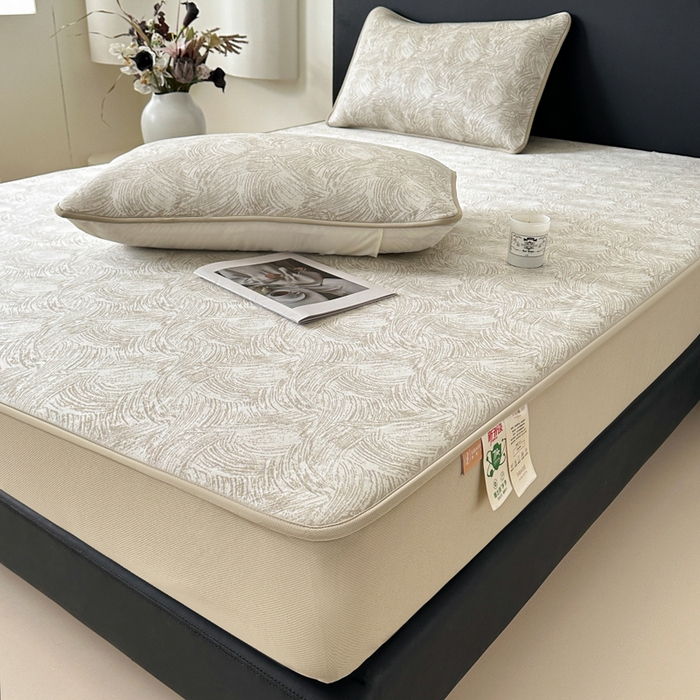 鑫钰 2025新款A类进口PE高冷感凉席高端聚乙烯凉豆豆高克重480克冰丝凉席床笠三件套 冰肌-奶咖