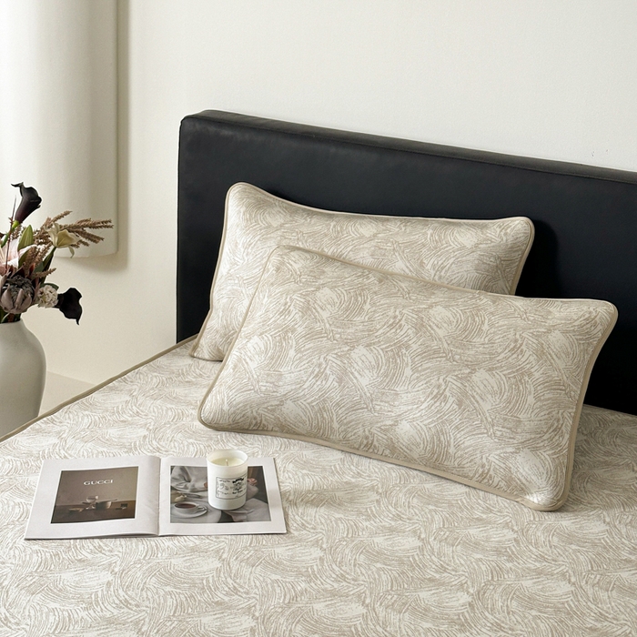 91家纺网 家纺一手货源 找家纺 鑫钰 2025新款A类进口PE高冷感凉席高端聚乙烯凉豆豆高克重480克冰丝凉席床笠三件套 冰肌-奶咖