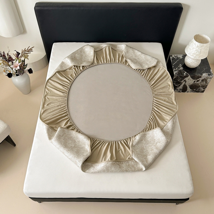 91家纺网 家纺一手货源 找家纺 鑫钰 2025新款A类进口PE高冷感凉席高端聚乙烯凉豆豆高克重480克冰丝凉席床笠三件套 冰肌-奶咖