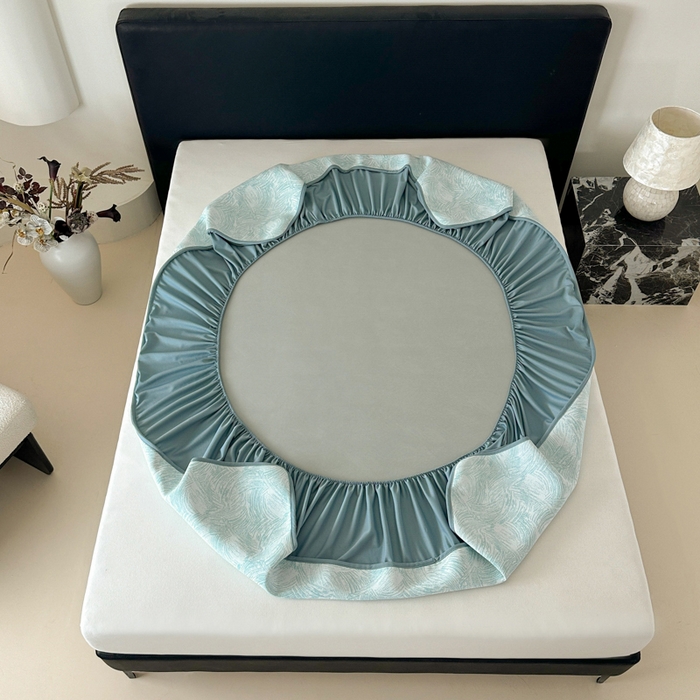 91家纺网 家纺一手货源 找家纺 鑫钰 2025新款A类进口PE高冷感凉席高端聚乙烯凉豆豆高克重480克冰丝凉席床笠三件套 冰肌-水绿