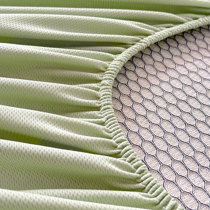 91家纺网 家纺一手货源 找家纺 鑫钰 2025新款A类进口PE高冷感凉席高端聚乙烯凉豆豆高克重480克冰丝凉席床笠三件套 沁夏-青柠绿