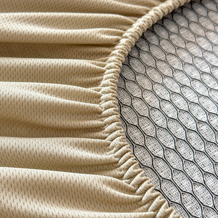 91家纺网 家纺一手货源 找家纺 鑫钰 2025新款A类进口PE高冷感凉席高端聚乙烯凉豆豆高克重480克冰丝凉席床笠三件套 山茶物语-奶咖