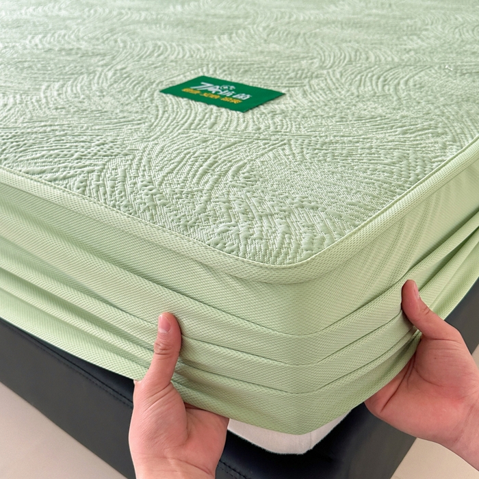 91家纺网 家纺一手货源 找家纺 鑫钰 2025新款A类进口PE高冷感凉席高端聚乙烯凉豆豆高克重480克冰丝凉席床笠三件套 云锦-水绿