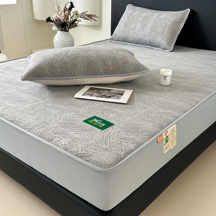 鑫钰 2025新款A类进口PE高冷感凉席高端聚乙烯凉豆豆高克重480克冰丝凉席床笠三件套 云锦-银灰