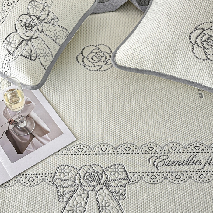 91家纺网 家纺一手货源 找家纺 （总）鑫钰 2025新款A类进口PE高冷感凉席高端聚乙烯凉豆豆高克重480克冰丝凉席床席三件套