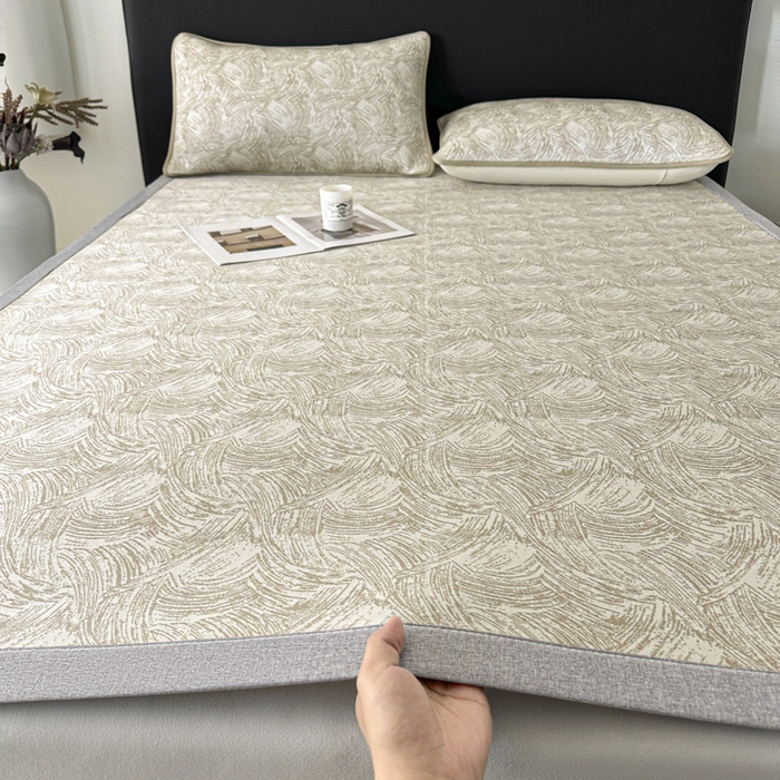 91家纺网 家纺一手货源 找家纺 （总）鑫钰 2025新款A类进口PE高冷感凉席高端聚乙烯凉豆豆高克重480克冰丝凉席床席三件套