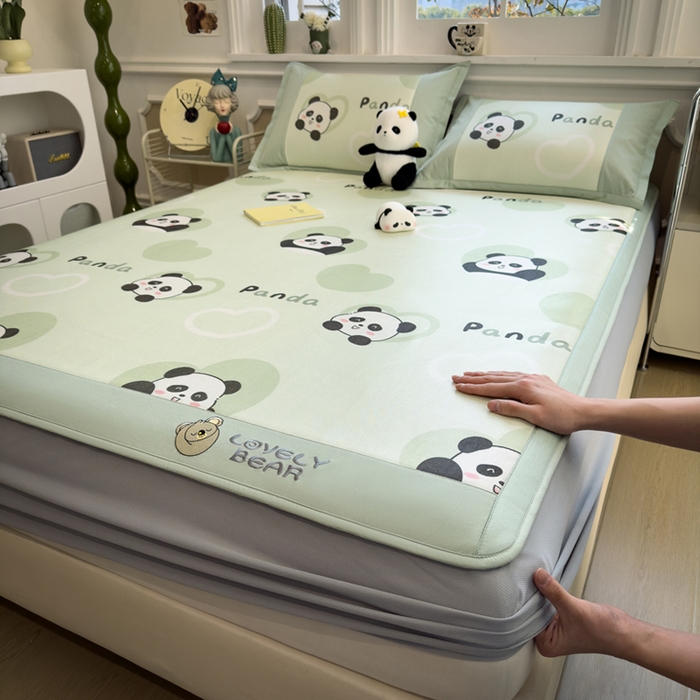 全季家居 2025新款A类抗菌防螨数码印花冰藤席凉席席子 小熊猫 床笠