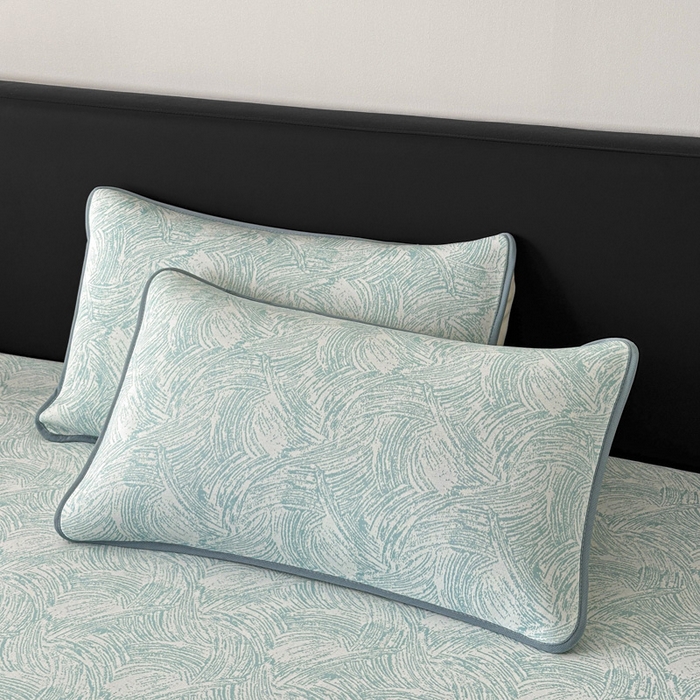 91家纺网 家纺一手货源 找家纺 鑫钰 2025新款A类进口PE高冷感凉席高端聚乙烯凉豆豆高克重480克冰丝凉席床席三件套 冰肌-水绿