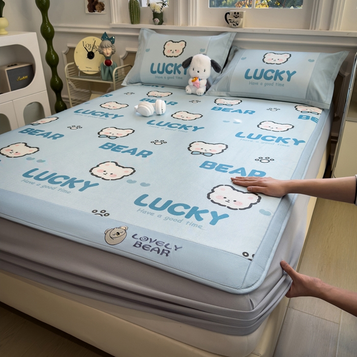 全季家居 2025新款A类抗菌防螨数码印花冰藤席凉席席子 幸运熊 床笠