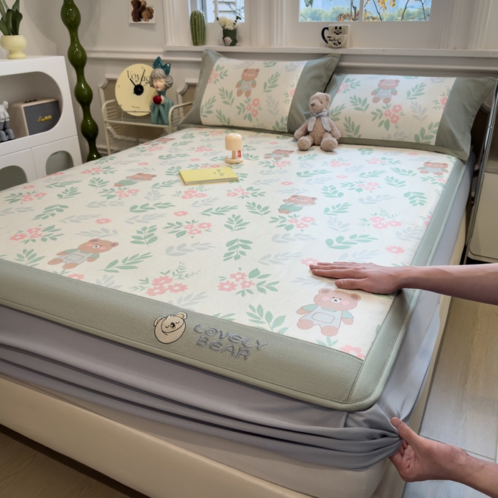 全季家居 2025新款A类抗菌防螨数码印花冰藤席凉席席子 熊乐园 床笠