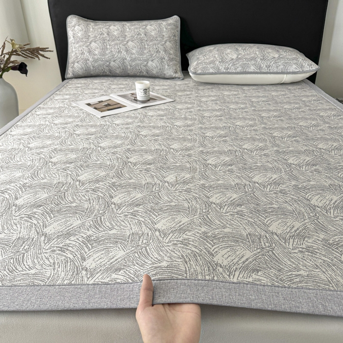 鑫钰 2025新款A类进口PE高冷感凉席高端聚乙烯凉豆豆高克重480克冰丝凉席床席三件套 冰肌-银灰