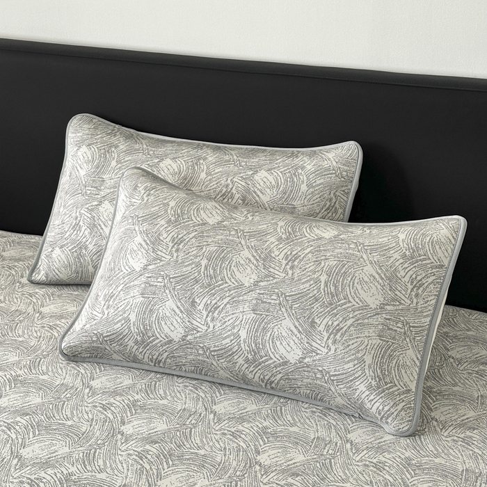 91家纺网 家纺一手货源 找家纺 鑫钰 2025新款A类进口PE高冷感凉席高端聚乙烯凉豆豆高克重480克冰丝凉席床席三件套 冰肌-银灰