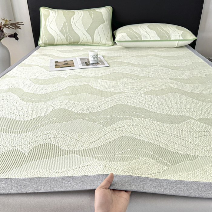 鑫钰 2025新款A类进口PE高冷感凉席高端聚乙烯凉豆豆高克重480克冰丝凉席床席三件套 沁夏-青柠绿
