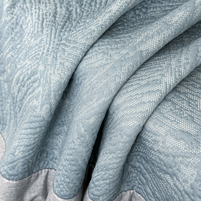 91家纺网 家纺一手货源 找家纺 鑫钰 2025新款A类进口PE高冷感凉席高端聚乙烯凉豆豆高克重480克冰丝凉席床席三件套 云锦-冰川蓝