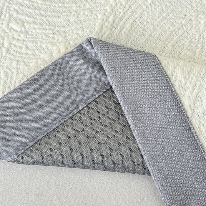 91家纺网 家纺一手货源 找家纺 鑫钰 2025新款A类进口PE高冷感凉席高端聚乙烯凉豆豆高克重480克冰丝凉席床席三件套 云锦-奶白