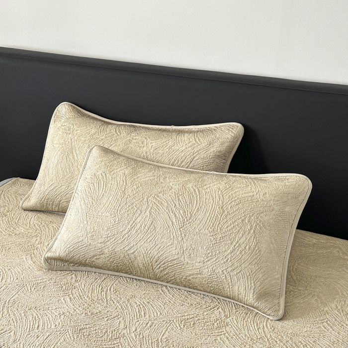 91家纺网 家纺一手货源 找家纺 鑫钰 2025新款A类进口PE高冷感凉席高端聚乙烯凉豆豆高克重480克冰丝凉席床席三件套 云锦-奶咖