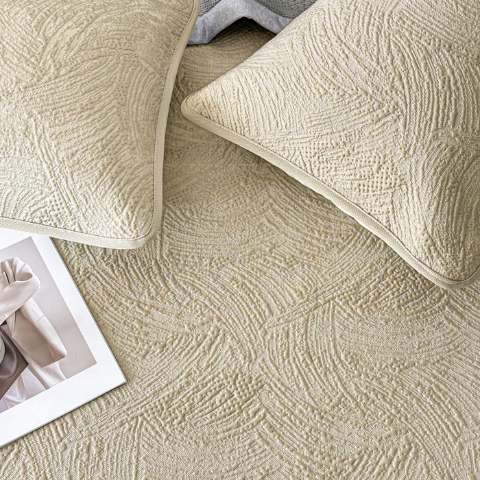 91家纺网 家纺一手货源 找家纺 鑫钰 2025新款A类进口PE高冷感凉席高端聚乙烯凉豆豆高克重480克冰丝凉席床席三件套 云锦-奶咖