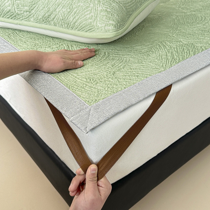 91家纺网 家纺一手货源 找家纺 鑫钰 2025新款A类进口PE高冷感凉席高端聚乙烯凉豆豆高克重480克冰丝凉席床席三件套 云锦-水绿