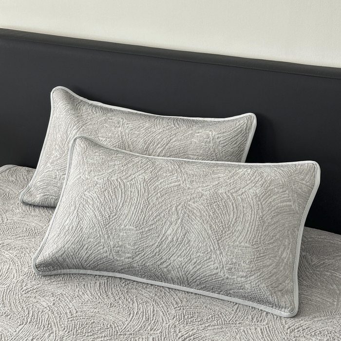 91家纺网 家纺一手货源 找家纺 鑫钰 2025新款A类进口PE高冷感凉席高端聚乙烯凉豆豆高克重480克冰丝凉席床席三件套 云锦-银灰