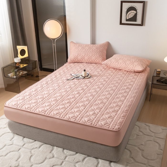 91家纺网 家纺一手货源 找家纺 （总）鑫钰 2025新款防水夹棉防水床笠-花穗