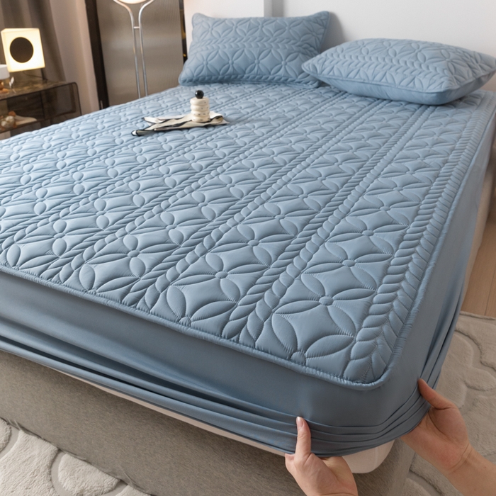 91家纺网 家纺一手货源 找家纺 （总）鑫钰 2025新款防水夹棉防水床笠-花穗