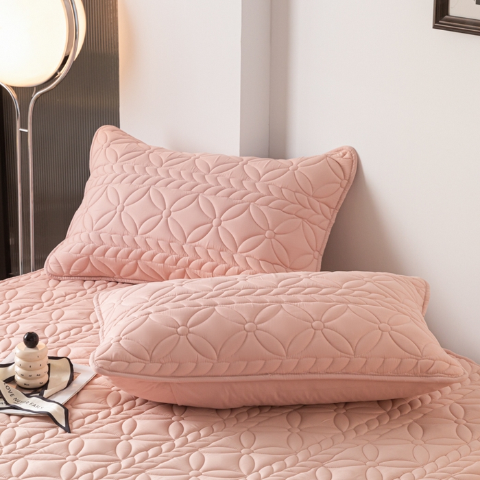 91家纺网 家纺一手货源 找家纺 鑫钰 2025新款防水夹棉防水床笠-花穗 花穗-豆沙粉