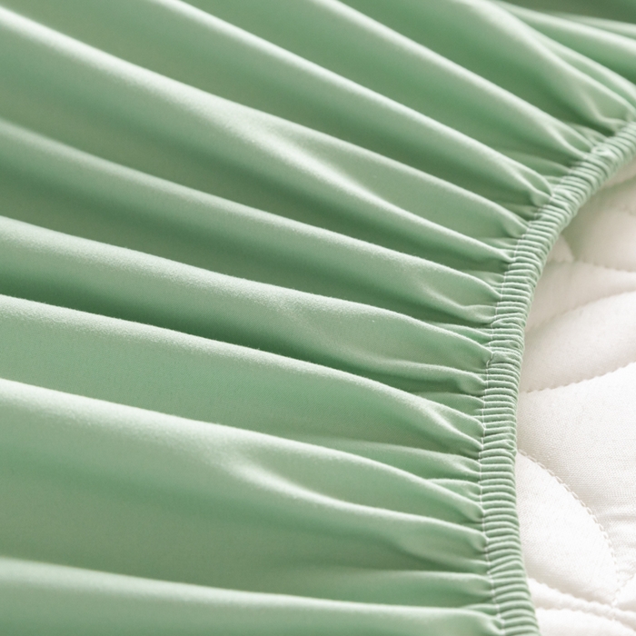 91家纺网 家纺一手货源 找家纺 鑫钰 2025新款防水夹棉防水床笠-花穗 花穗-时尚绿