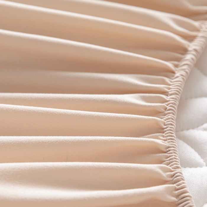 91家纺网 家纺一手货源 找家纺 鑫钰 2025新款防水夹棉防水床笠-花穗 花穗-香槟驼