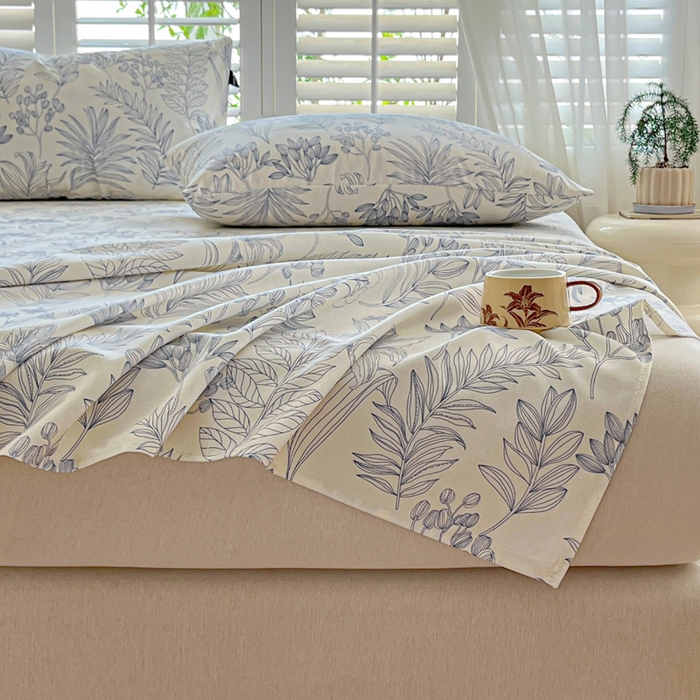 91家纺网 家纺一手货源 找家纺 （总）鑫钰 2025新款全棉纯棉老粗布花卉系列单品床单-床笠