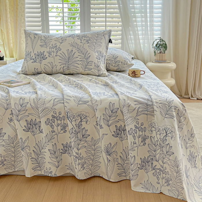 91家纺网 家纺一手货源 找家纺 （总）鑫钰 2025新款全棉纯棉老粗布花卉系列单品床单-床笠