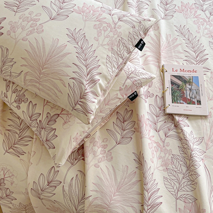 91家纺网 家纺一手货源 找家纺 鑫钰 2025新款全棉纯棉老粗布花卉系列单品床单-床笠 床单-繁花-粉