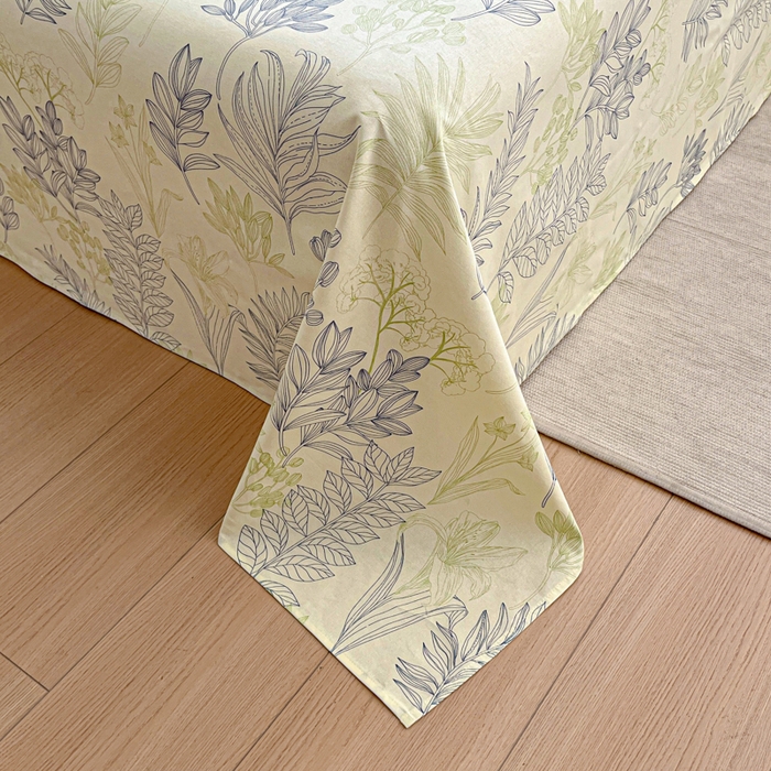 91家纺网 家纺一手货源 找家纺 鑫钰 2025新款全棉纯棉老粗布花卉系列单品床单-床笠 床单-繁花-绿