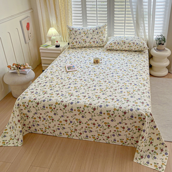 91家纺网 家纺一手货源 找家纺 鑫钰 2025新款全棉纯棉老粗布花卉系列单品床单-床笠 床单-花蔓