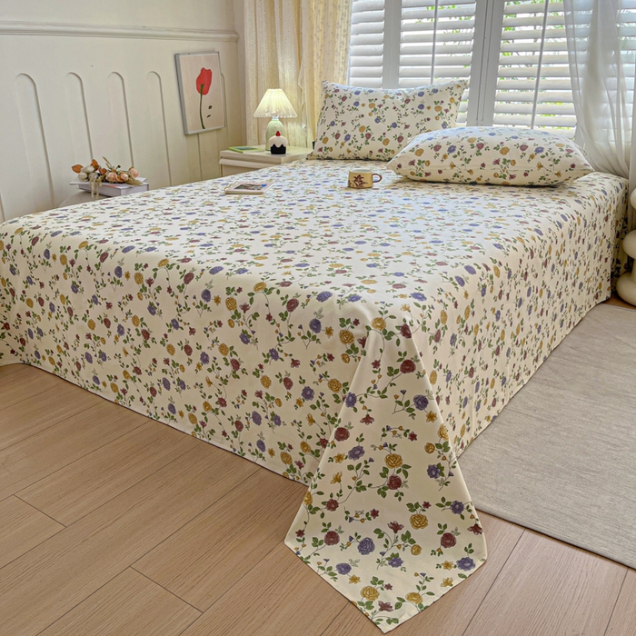 91家纺网 家纺一手货源 找家纺 鑫钰 2025新款全棉纯棉老粗布花卉系列单品床单-床笠 床单-花蔓