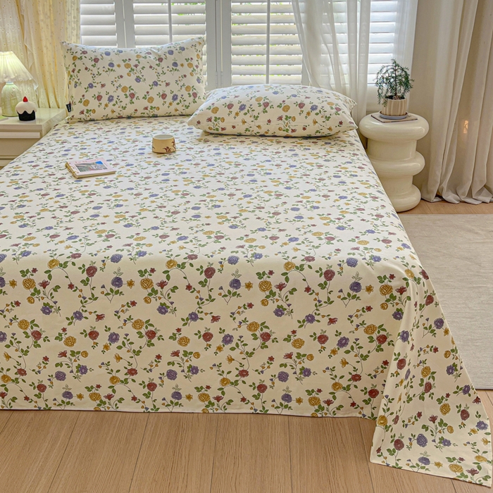 91家纺网 家纺一手货源 找家纺 鑫钰 2025新款全棉纯棉老粗布花卉系列单品床单-床笠 床单-花蔓